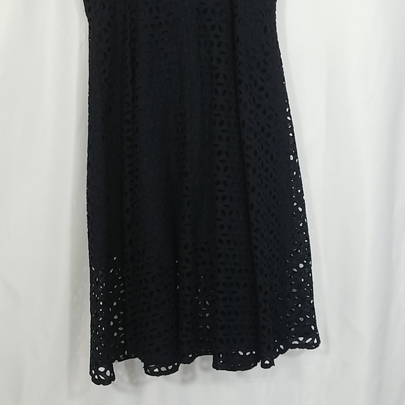 Loft Sweet Heart Neck Line Eyelet Blue Dress - Picture 6 of 8